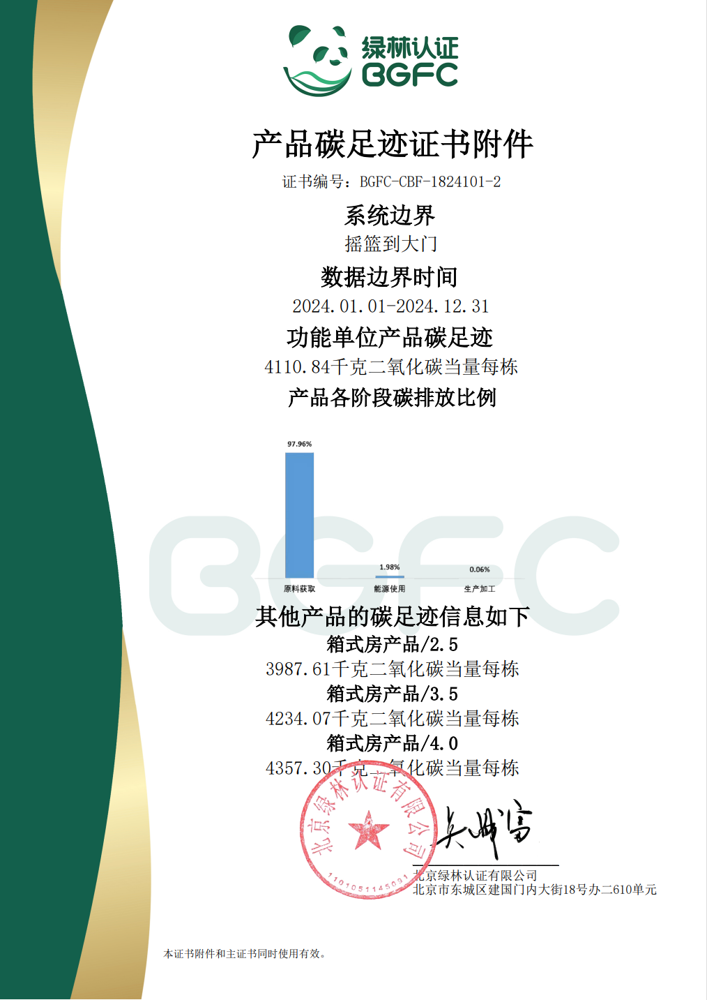 诚栋产品碳足迹认证证书附件